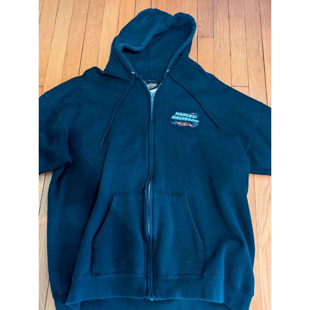 Black full-zip hoodie Harley-Davidson, N. Canton, Ohio, Y2k style
